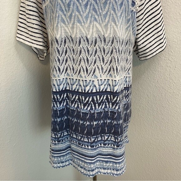 Allison Daley Lace Blue Leaf Floral Nautical Design Top Unique Lightweight 3X - Picture 4 of 9